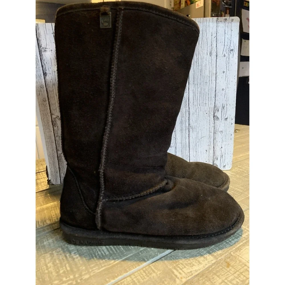 Bearpaw Winter Boots Women's 9 Brown Bianca Tall Sheepskin Suede Casual Comfy‎